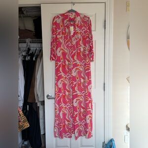 L'Agence Silk Pink Swirl Cameron Maxi Dress S
